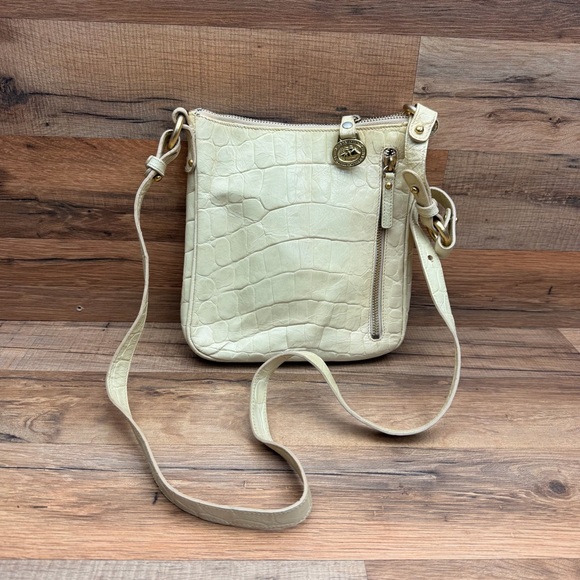 Brahmin Shimmer Cream and Tan Crocodile Embossed Adjustable Crossbody Bag - Picture 2 of 9